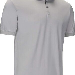 Mio Marino Men's Gray Slim Fit Dry Fit Polo Shirt, Breathable Polyester-Spandex